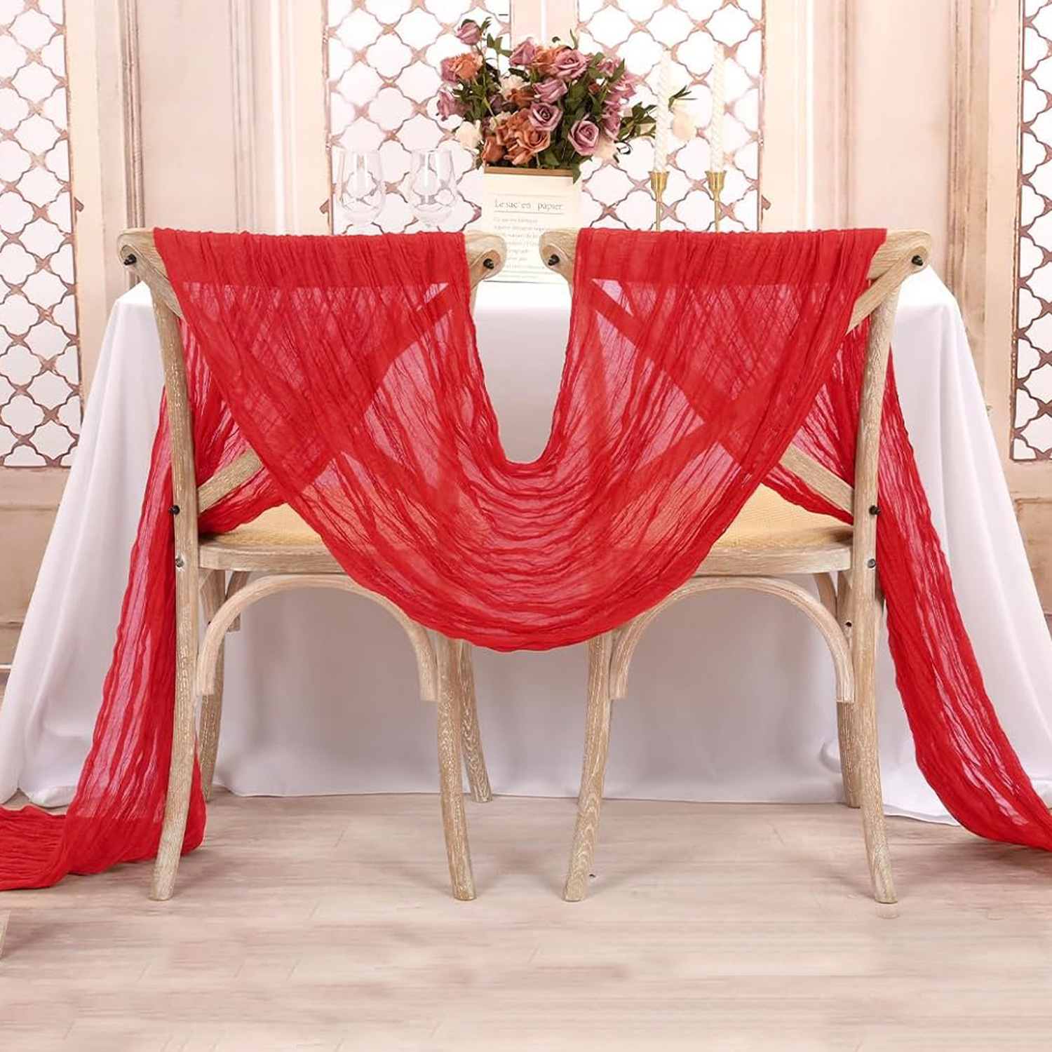 Red Table Runner Gauze Wedding - огляд і ціна Christmas Table Runner