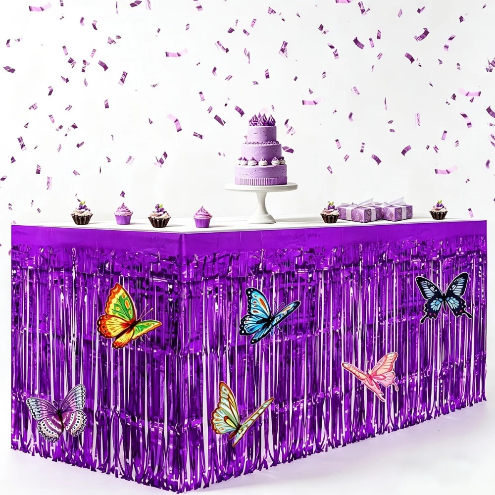 7Pcs Purple Metallic Foil Tabl - огляд і ціна Christmas Table Runner