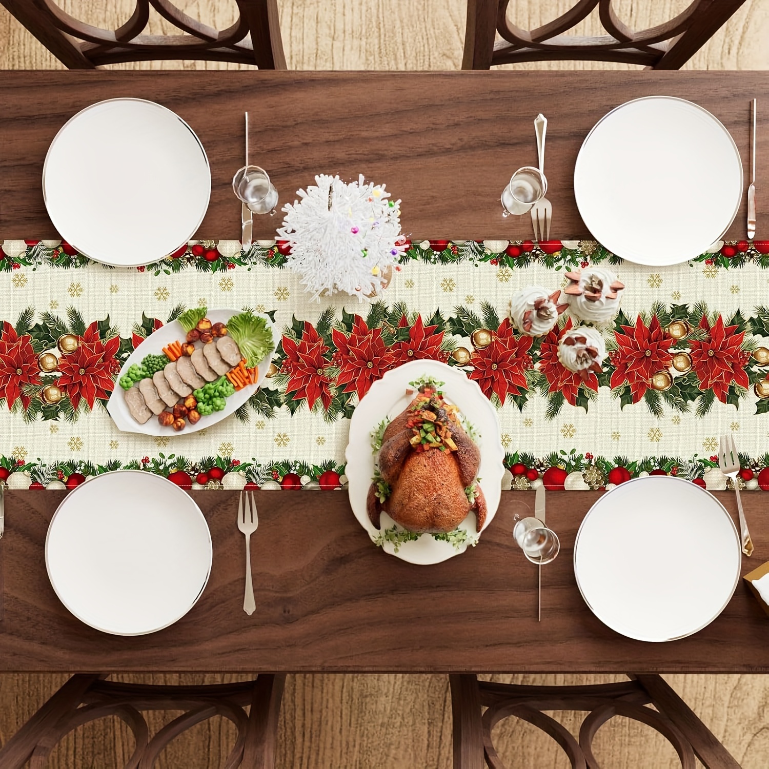 1pc Multi-Size Winter Floral T - огляд і ціна Christmas Table Runner