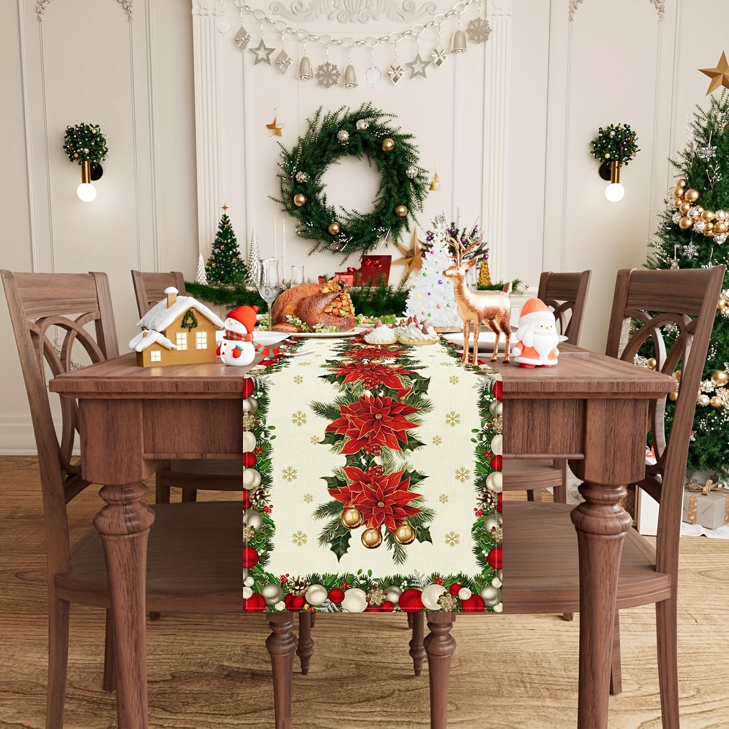 1pc Multi-Size Winter Floral T - огляд і ціна Christmas Table Runner
