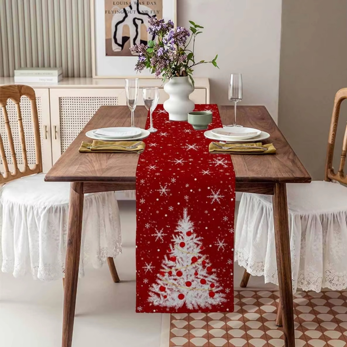 Red Table Runner Christmas Tre - огляд і ціна Christmas Table Runner