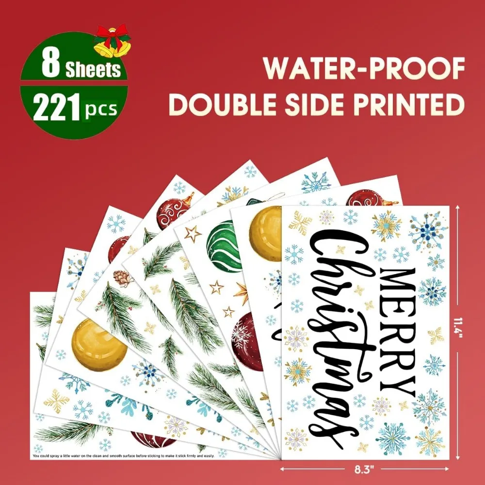 221 PCS Christmas Window Cling - огляд і ціна Snowflake Window Decal