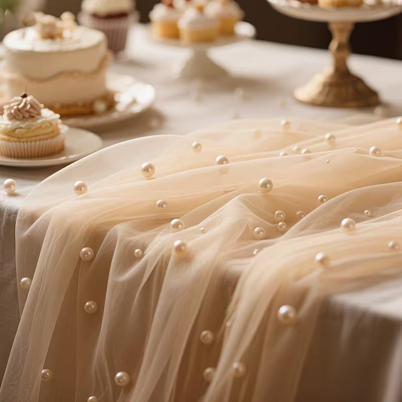 300x80cm Pearl Sheer Tulle Tab - огляд і ціна Christmas Table Runner