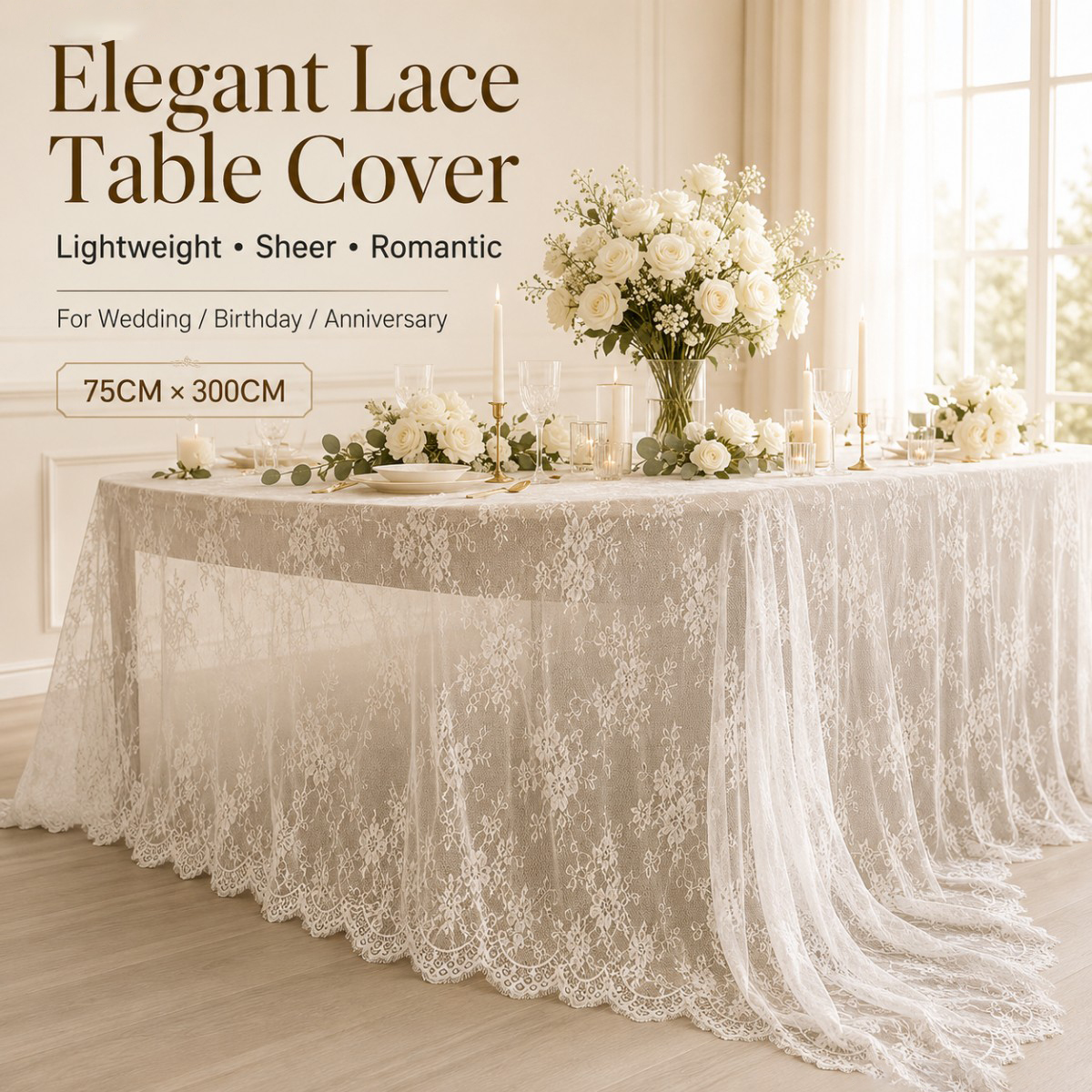 White Floral Lace Table Runner - огляд і ціна Christmas Table Runner