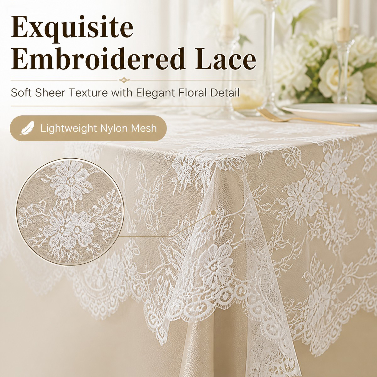 White Floral Lace Table Runner - огляд і ціна Christmas Table Runner