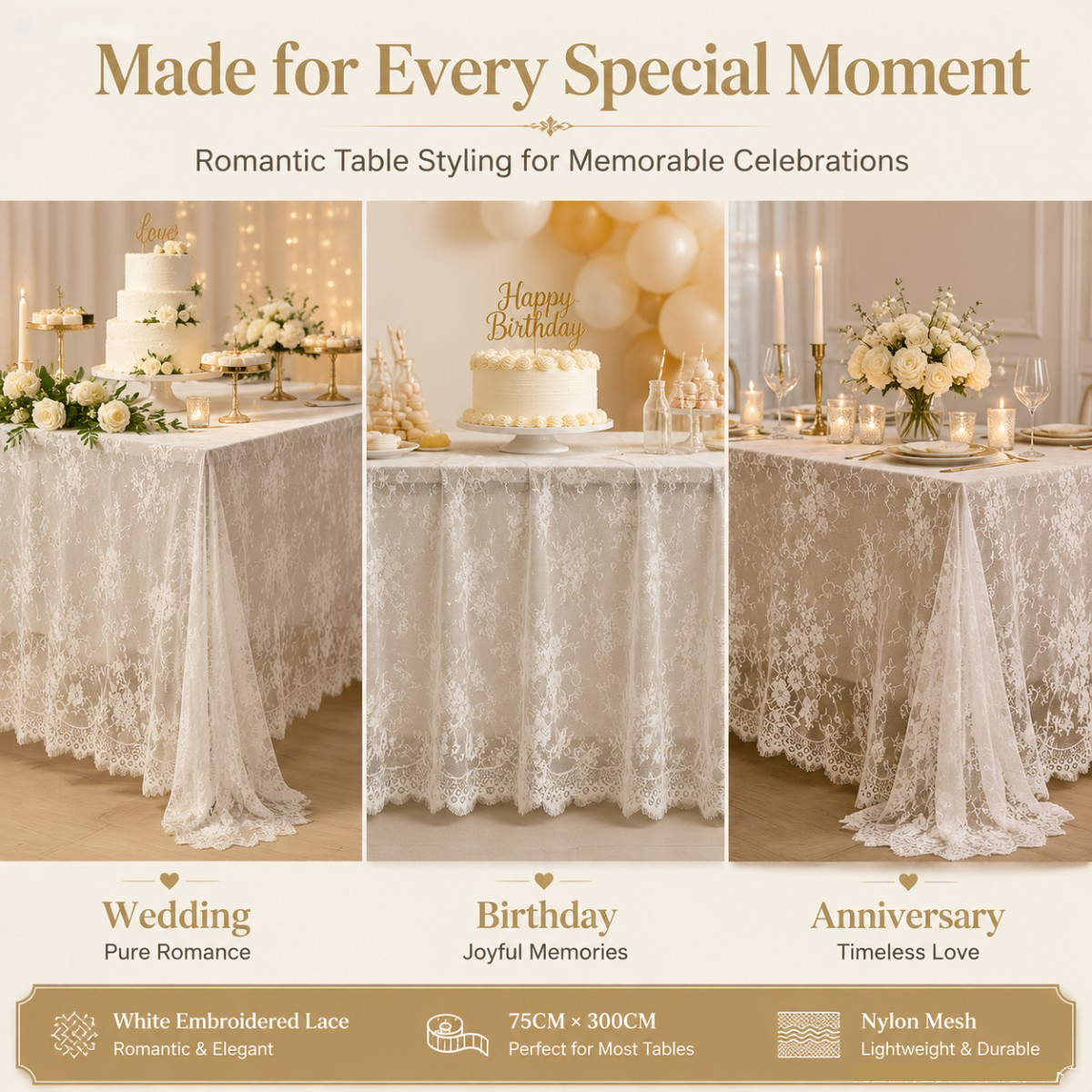 White Floral Lace Table Runner - огляд і ціна Christmas Table Runner