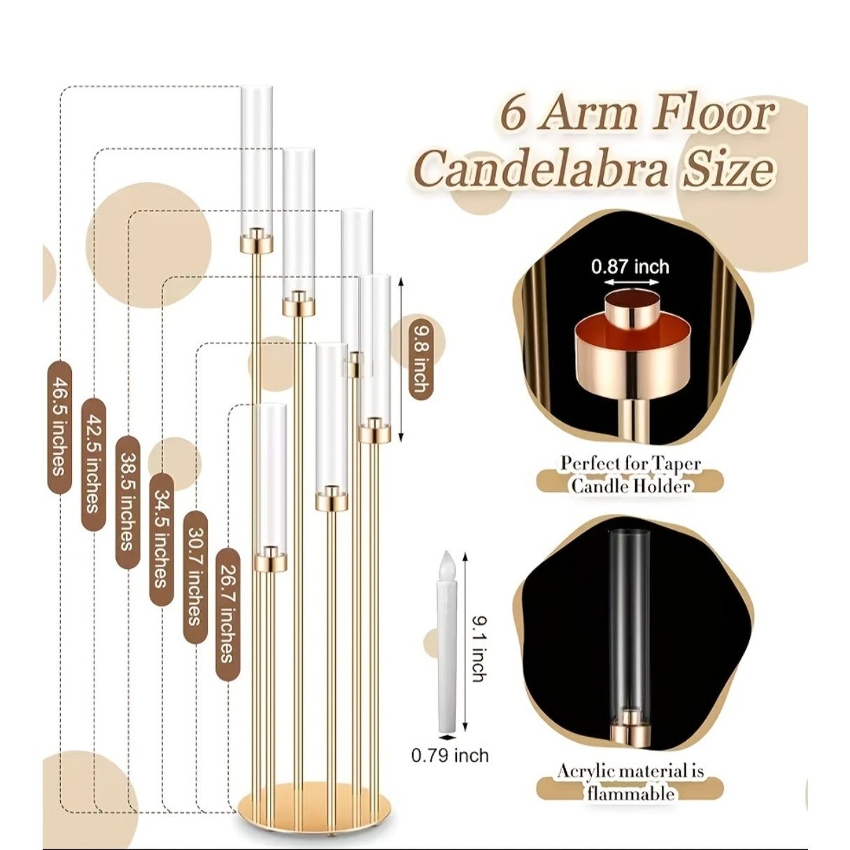 2 Sets Floor Candelabra 6 Arms - огляд і ціна Holiday Candle Set
