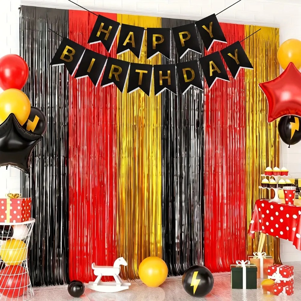 7Pcs Black Red Gold Tinsel Gar - огляд і ціна Tinsel Garland Decoration