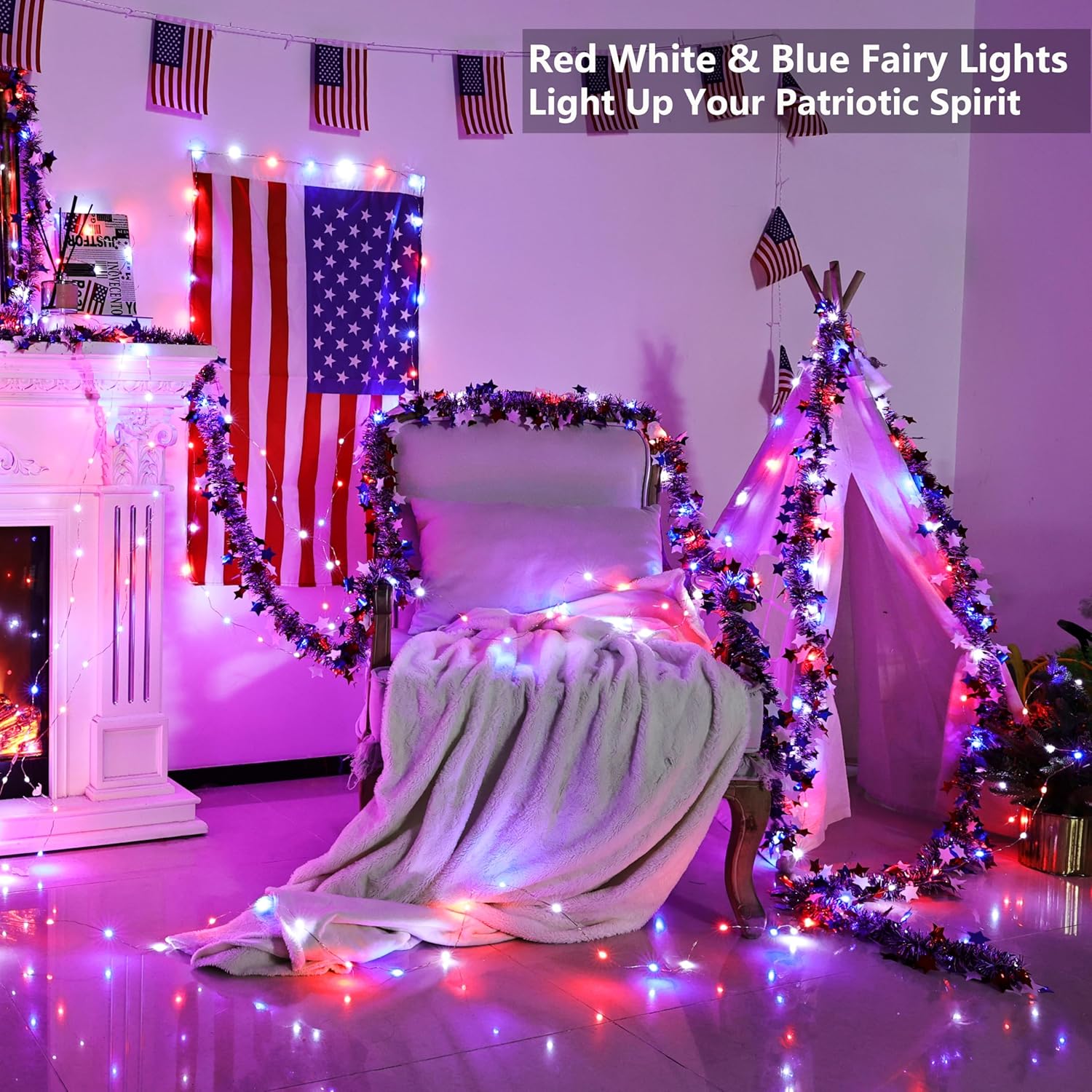 33ft 100 LED Red White Blue Fa - огляд і ціна Led Fairy String Lights
