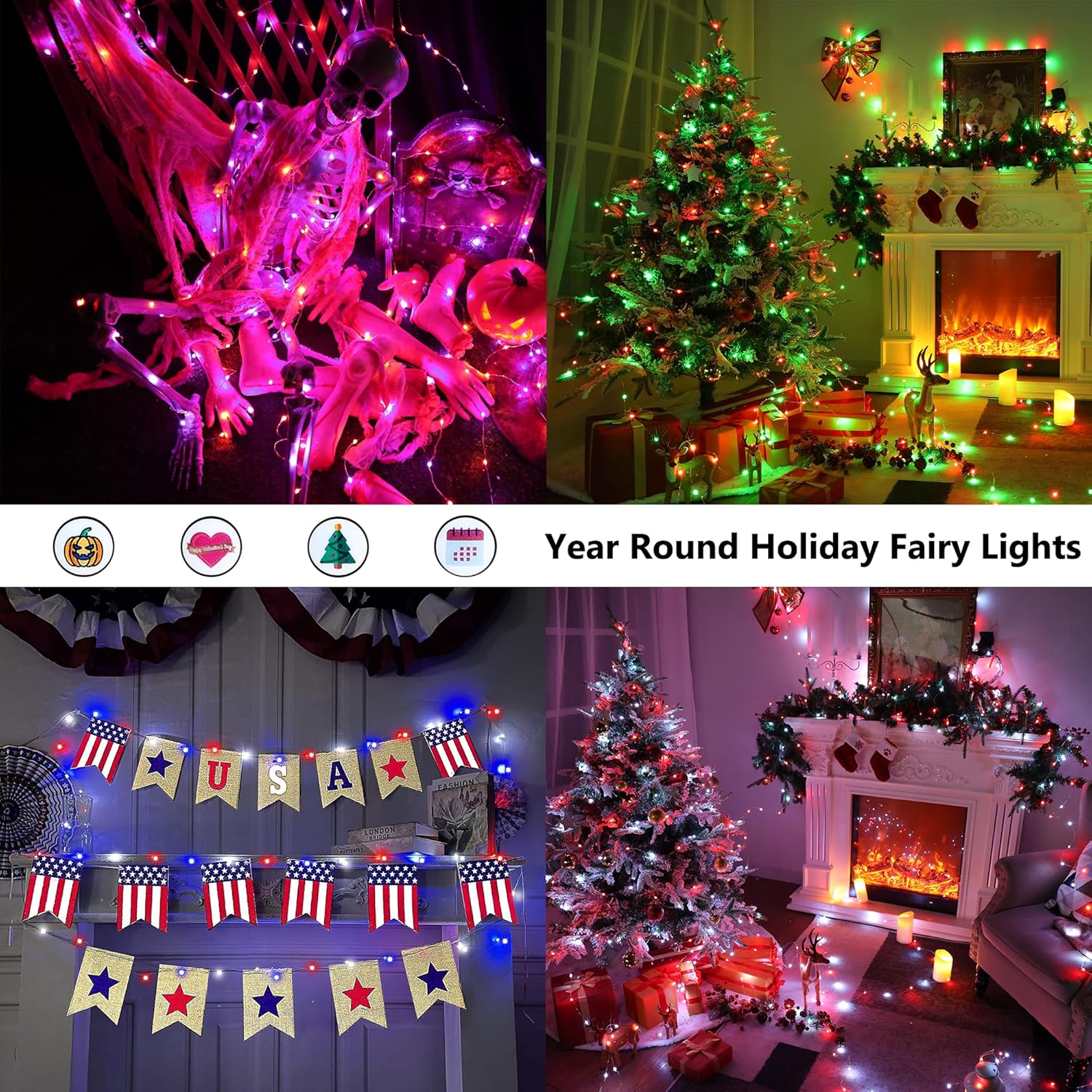33ft 100 LED Red White Blue Fa - огляд і ціна Led Fairy String Lights