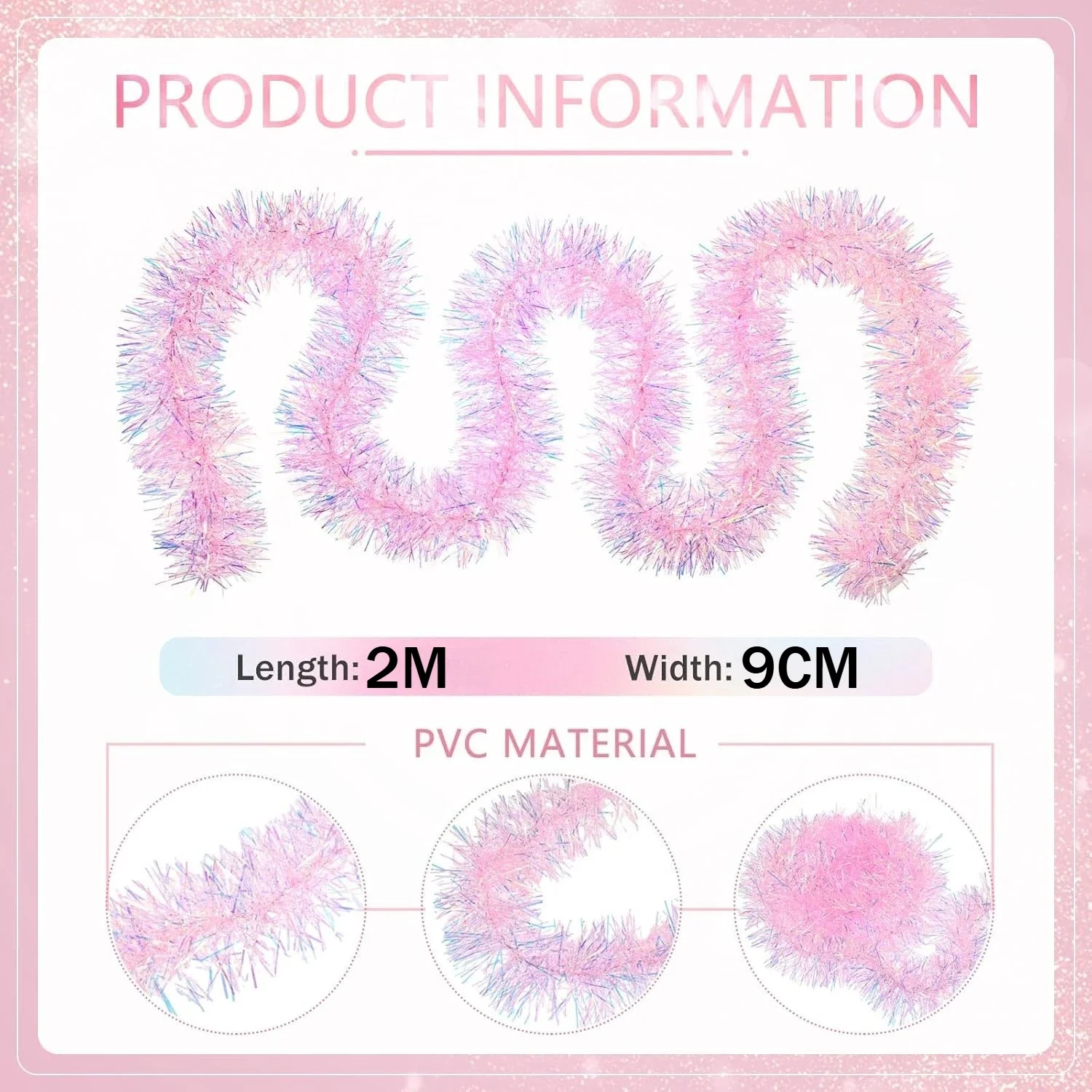2M Pink Christmas Tinsel Garla - огляд і ціна Tinsel Garland Decoration