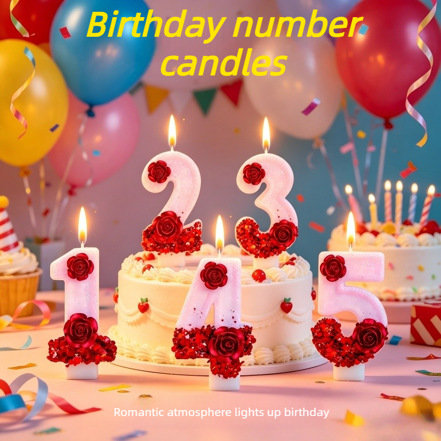 Number Pink Glitter Red Rose F - огляд і ціна Holiday Candle Set