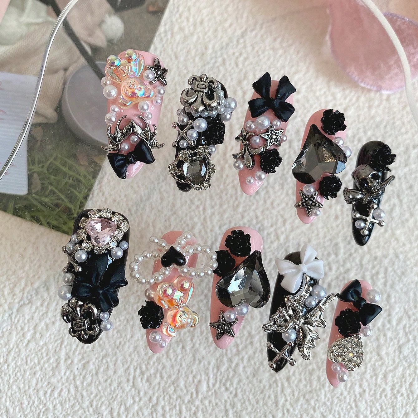 10pcs Long Coffin Pink Black G - огляд і ціна Ribbon Bow Gift