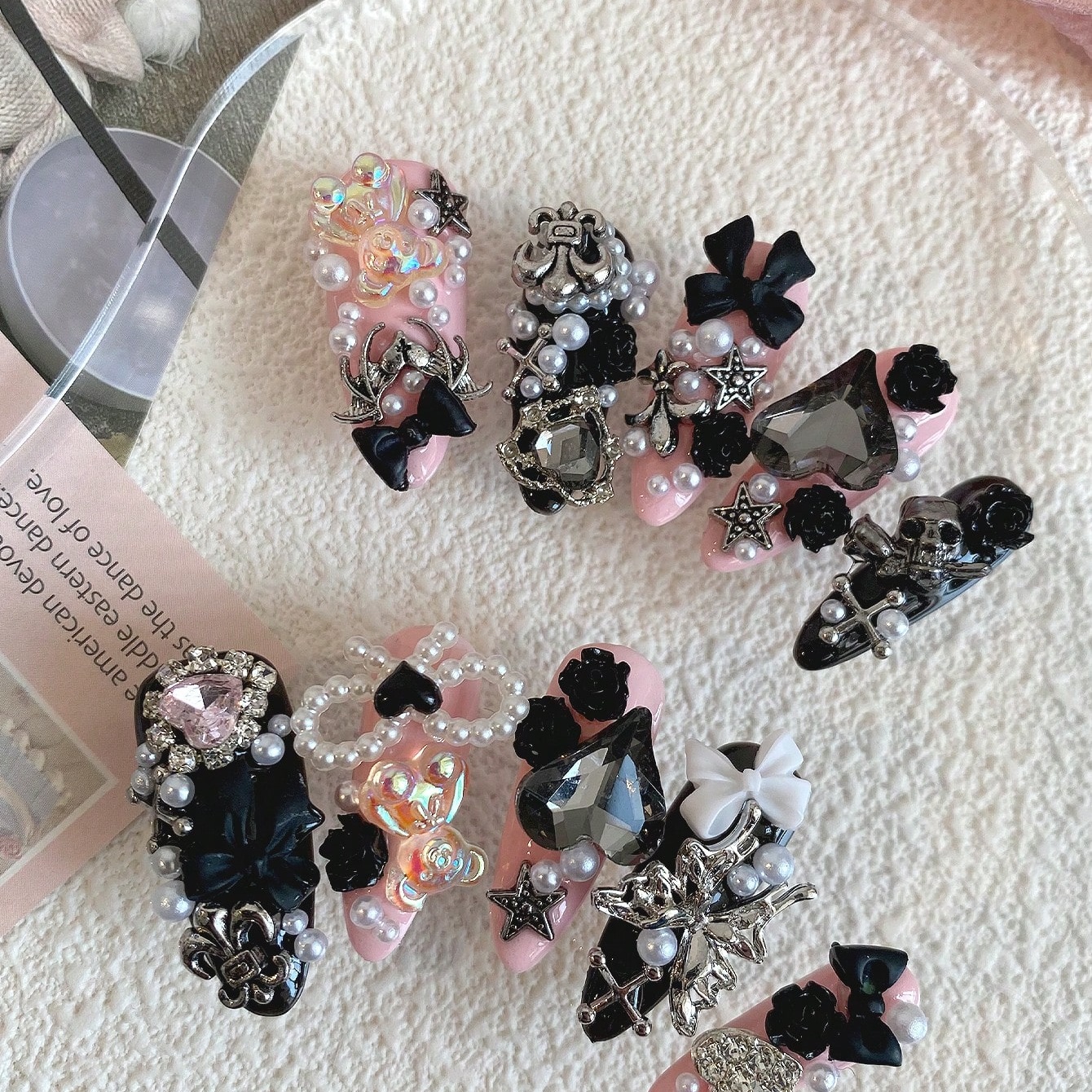 10pcs Long Coffin Pink Black G - огляд і ціна Ribbon Bow Gift
