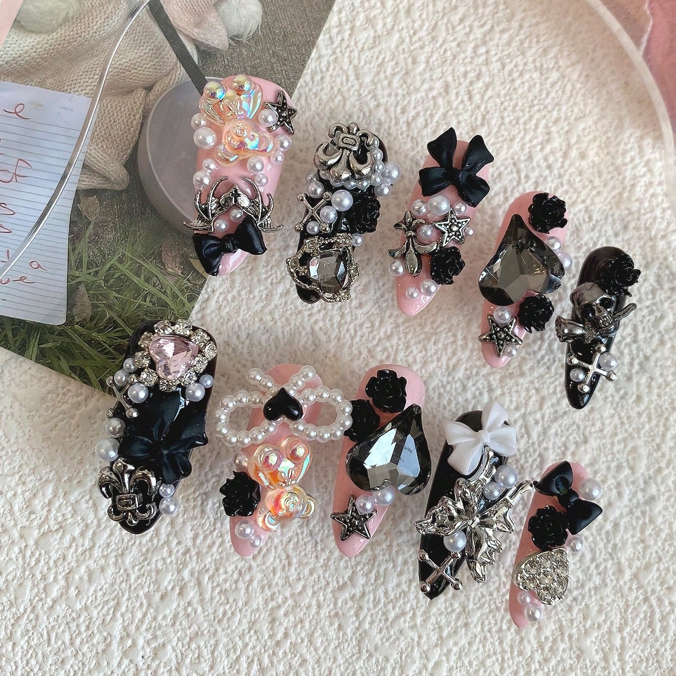 10pcs Long Coffin Pink Black G - огляд і ціна Ribbon Bow Gift