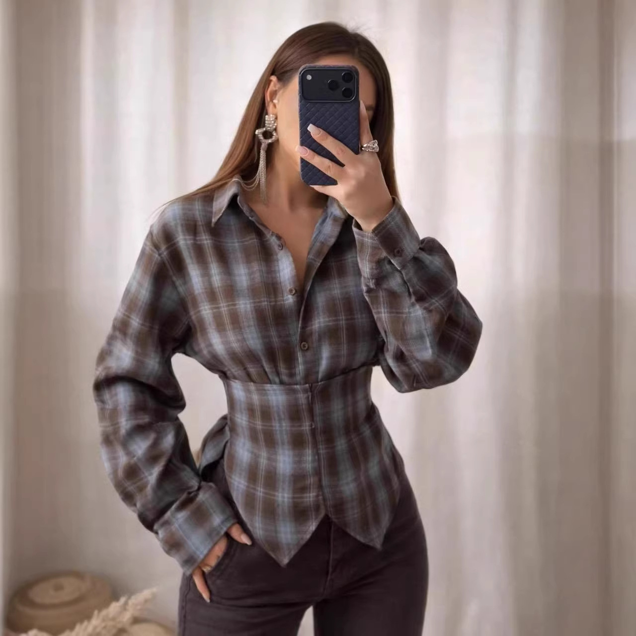 Loose Women's Plaid Blouse Vin - огляд і ціна Christmas Throw Blanket