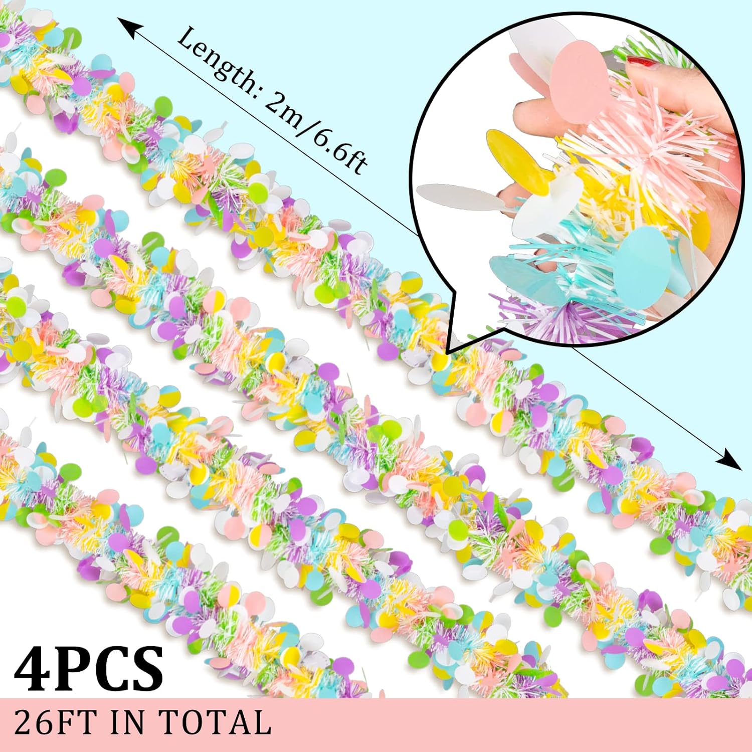 4pc Easter Tinsel Garlands Col - огляд і ціна Tinsel Garland Decoration
