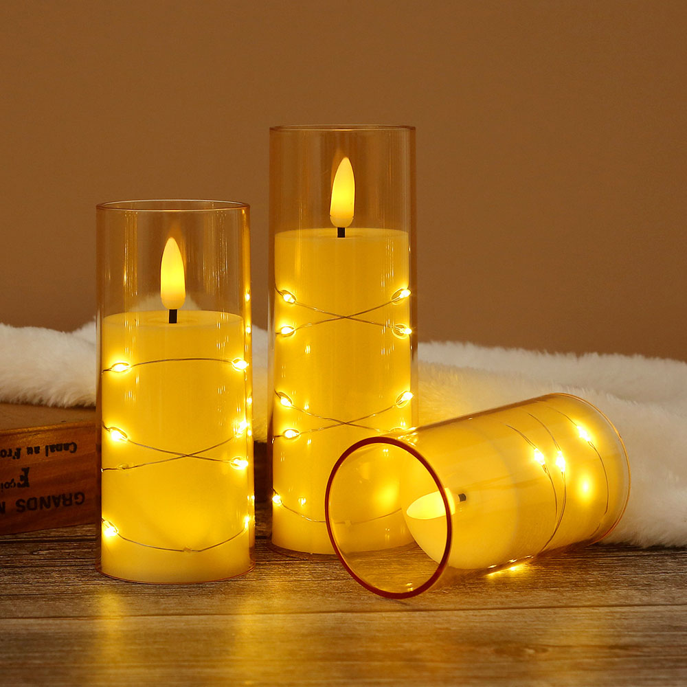 3pcs/set LED Copper Wire Flame - огляд і ціна Holiday Candle Set
