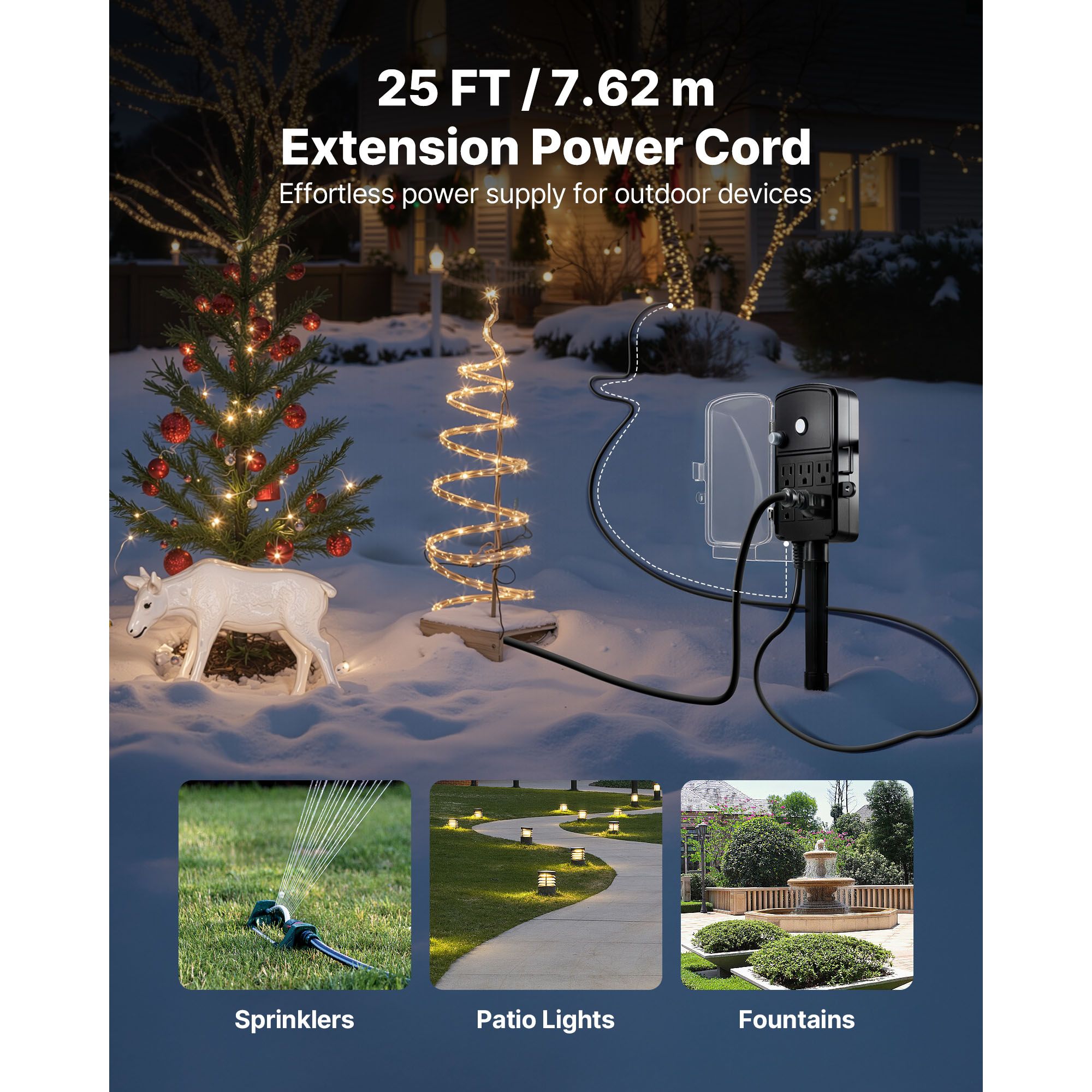 Outdoor Power Stake 25FT Exten - огляд і ціна Christmas Lights Outdoor